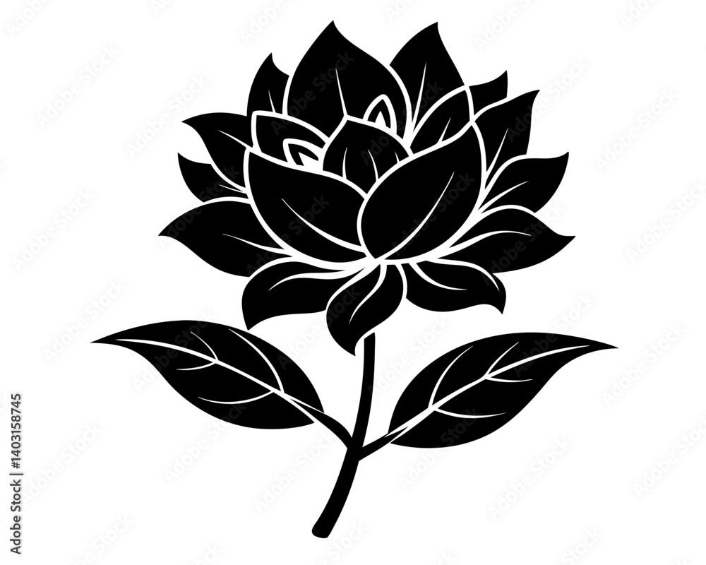 Fototapeta premium Hand Drawn Flower Silhouette Vector & SVG, Flower Vector Design