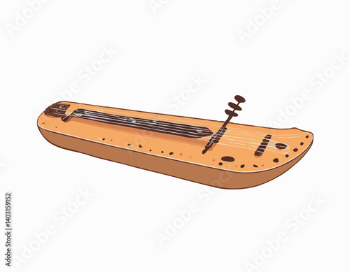 Dulcimer traditionnel des Appalaches sur fond blanc