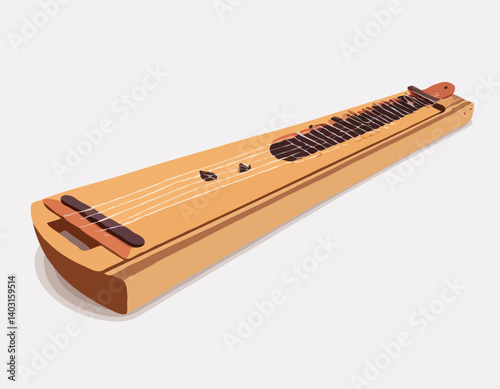 Dulcimer traditionnel des Appalaches sur fond blanc
