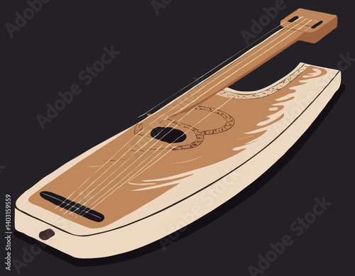 Dulcimer traditionnel des Appalaches sur fond blanc