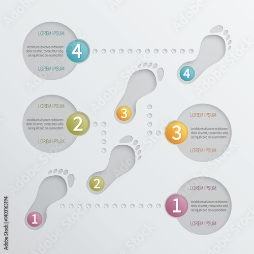 Four steps vector perforated infographic template.