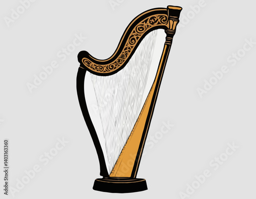 Conception de harpe celtique - 19ème siècle