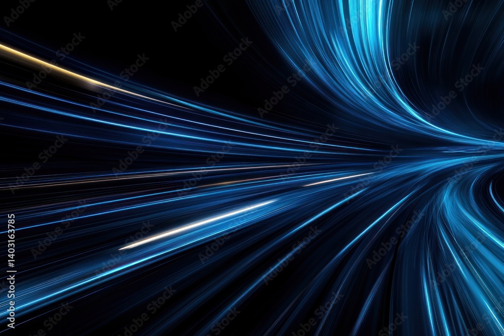 Dynamic blue light streaks in a futuristic tunnel Dynamic blue light streaks in a futuristic tunnel