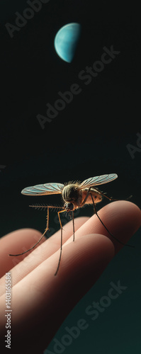 A vibrant macro close-up of a small insect with delicate wings resting on a green leaf, capturing the intricate details of nature's tiny wildlife
A small black insect with intricate wings is captured 