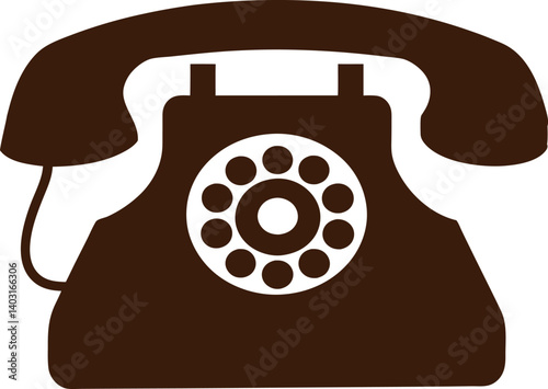 Telephone icon, vintage retro telephone silhouette vector