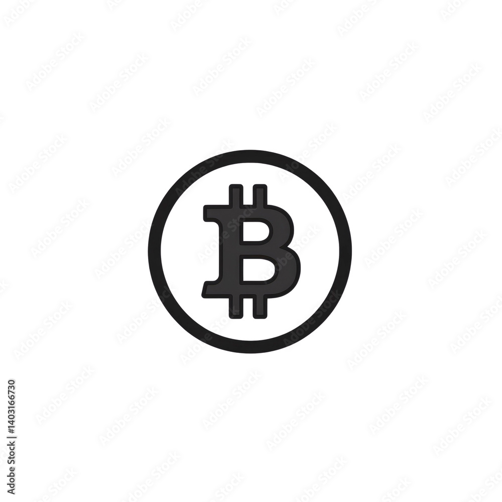 Bitcoin Cryptocurrency Symbol in Dark Circle Bitcoin Cryptocurrency Symbol in Dark Circle