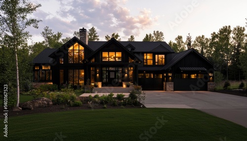 Modern home at twilight (1)