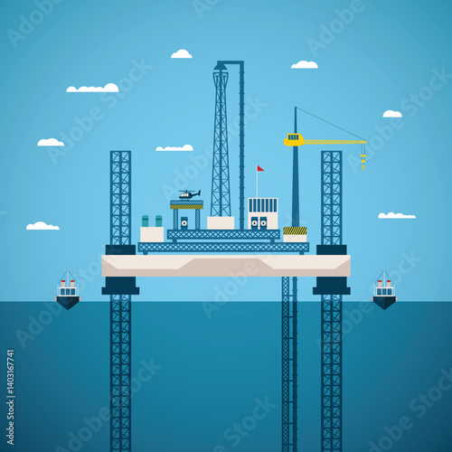 Vector concept of oil and gas offshore industry