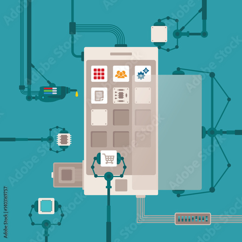 Vector concept of mobile software application development process