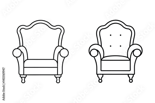 armchair icon outline vector illustration design