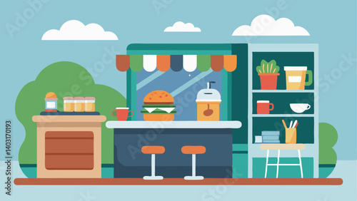 A small cafe serving healthy snacks and beverages perfect for students to grab a quick bite in between classes and career center appointments.