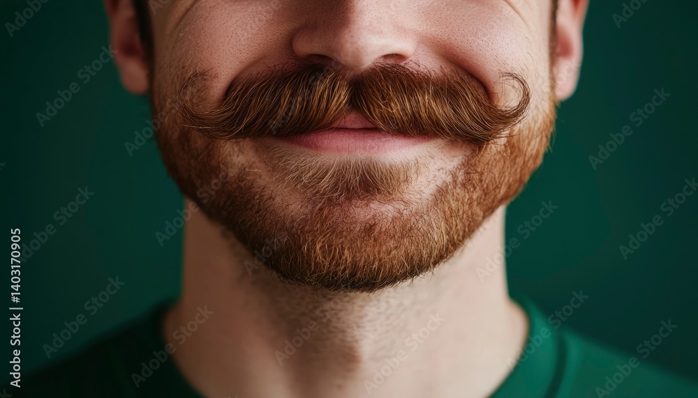 Obraz premium Closeup of a man's happy face with a mustache and beard