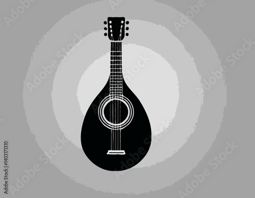 Icône de mandoline. Symbole de mandoline noire isolé. Icône d’instrument de musique