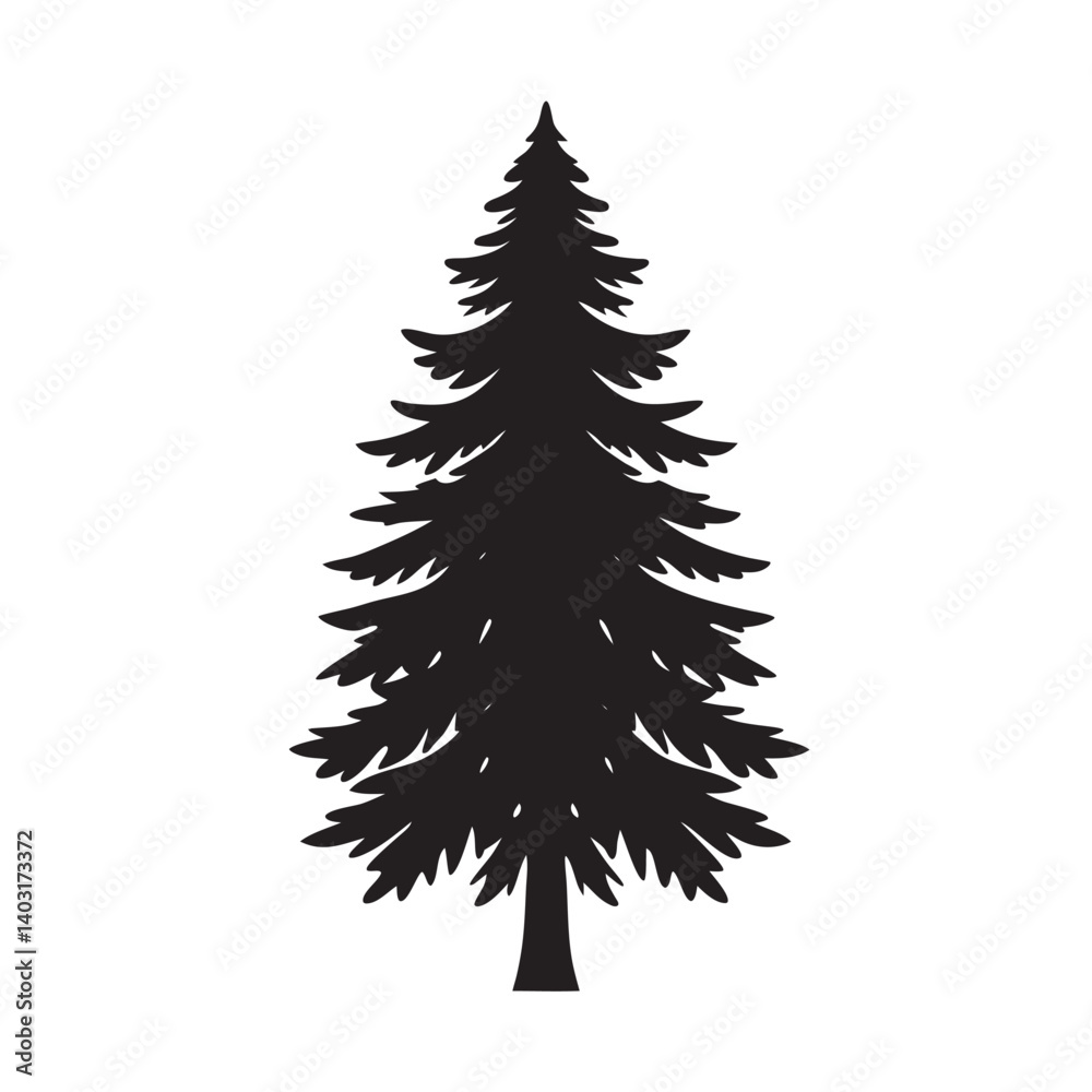 Spruce tree silhouette for evergreen themes