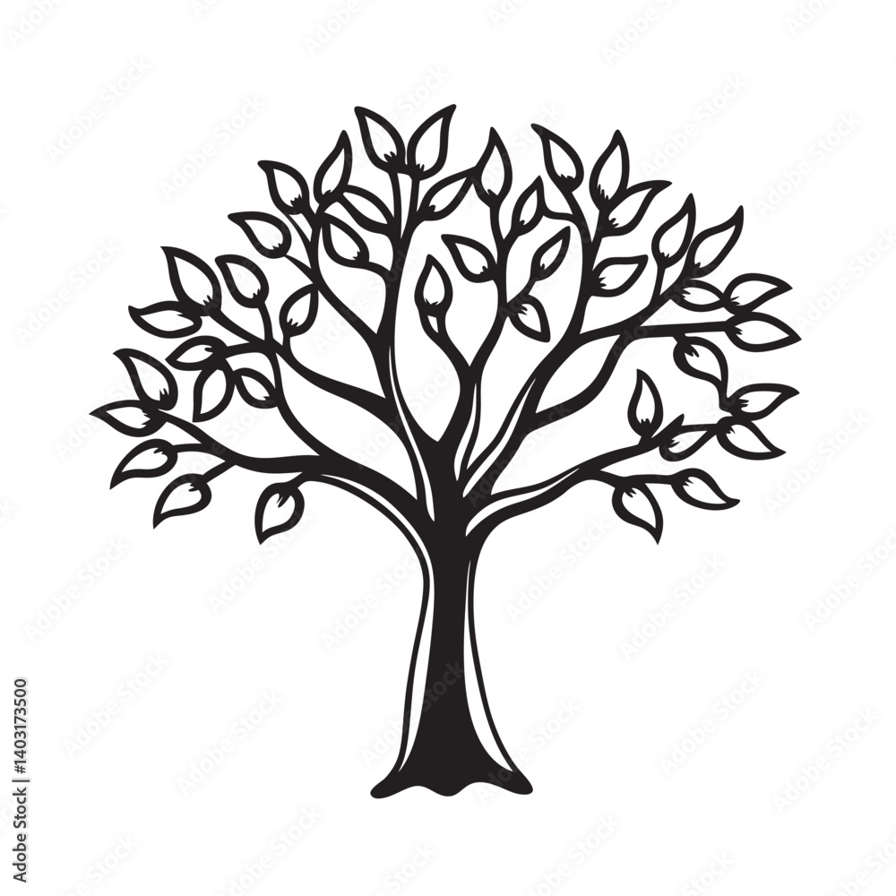 Olive tree silhouette for Mediterranean art Olive tree silhouette for Mediterranean art