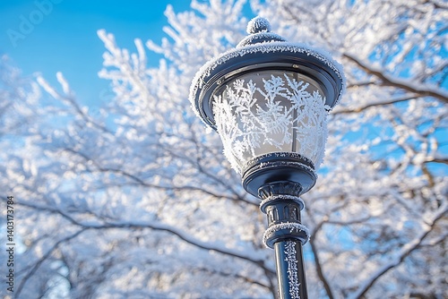 Snowy Lantern in Winter Woods