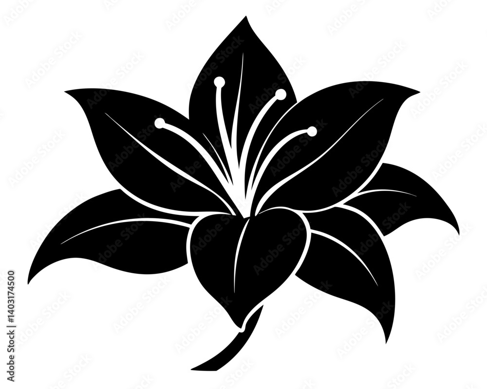 Obraz premium Lily Flower Silhouette Vector & SVG | Elegant Floral Vector for Wedding Decor, Crafts & Nature-Inspired Designs