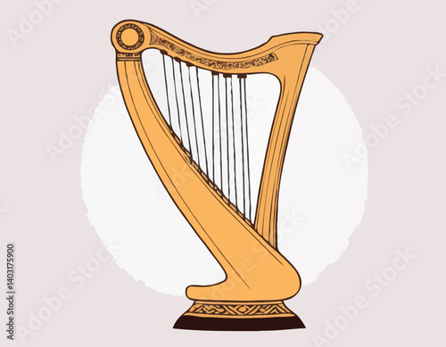 Instrument de musique grec lyre isolé sur fond blanc. Vecteur