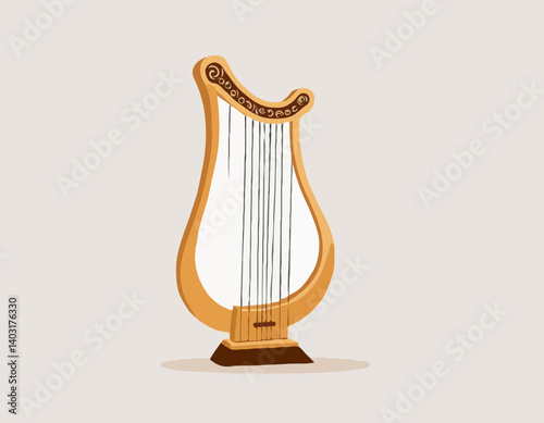 Instrument de musique grec lyre isolé sur fond blanc. Vecteur