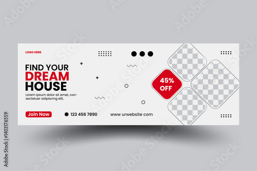 Modern Real Estate Facebook Cover – Home Sale Marketing Template for Social Media