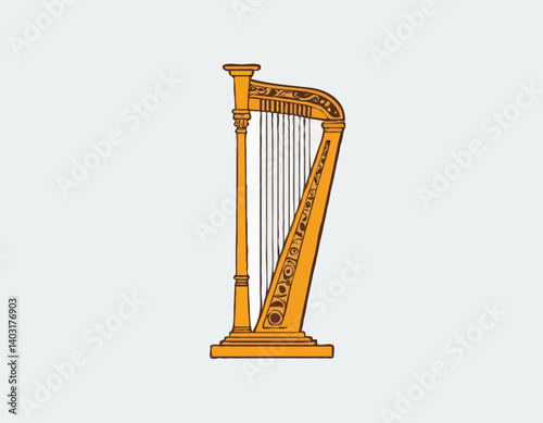Instrument de musique grec lyre isolé sur fond blanc. Vecteur