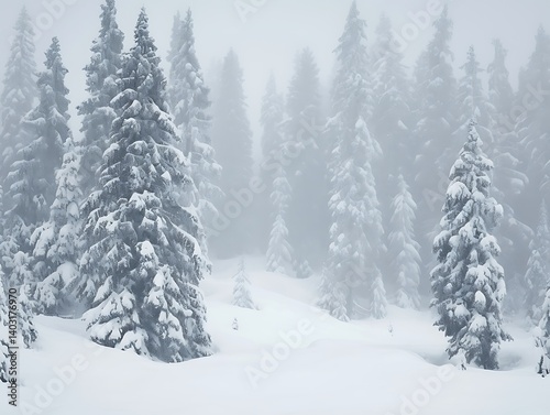 Snowy Mountain Forest Scene