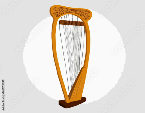 Instrument de musique grec lyre isolé sur fond blanc. Vecteur