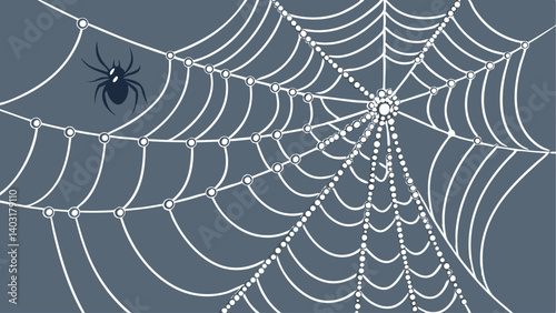 spider web with dew drops