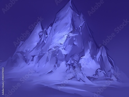 Snowy Mountain Night Scene
