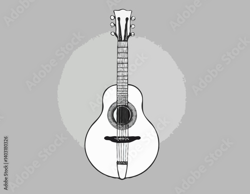 Guitare mandoline antique isolée sur fond blanc