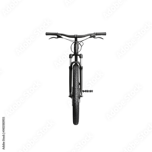 Front View of a Sleek Black Mountain Bike