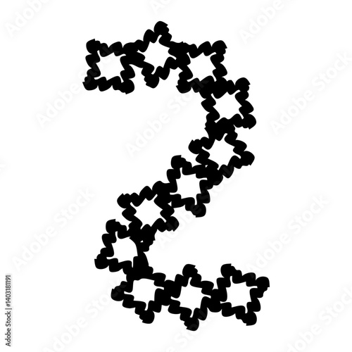  Number 2 Presented As A Black Outline For Education Concept
