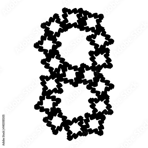  Number 8 Presented As A Black Outline For Education Concept
