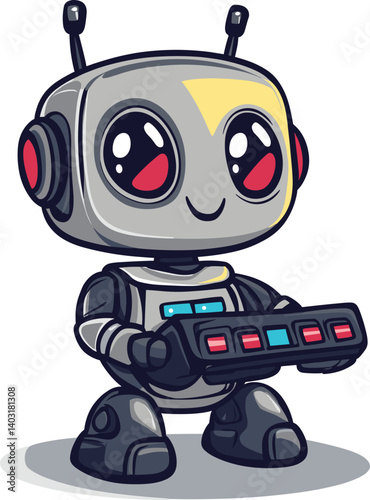 Cute Robot Gaming Cartoon Vector