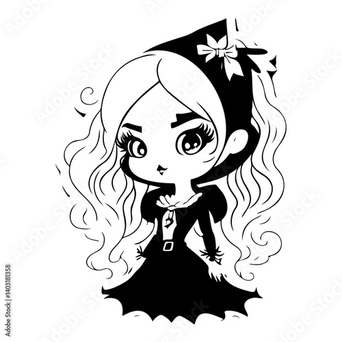 Charming Little Witch Graphic Illustration Art