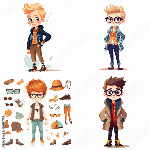 Stylish boy characters, with an array of clothing options.