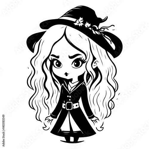 Enchanting Witchling: A Cartoon Halloween Icon