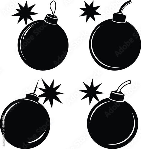Cartoon Bomb Silhouette vector illustration