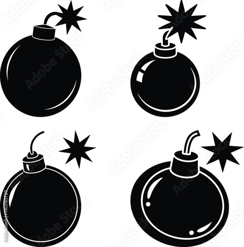 Cartoon Bomb Silhouette vector illustration