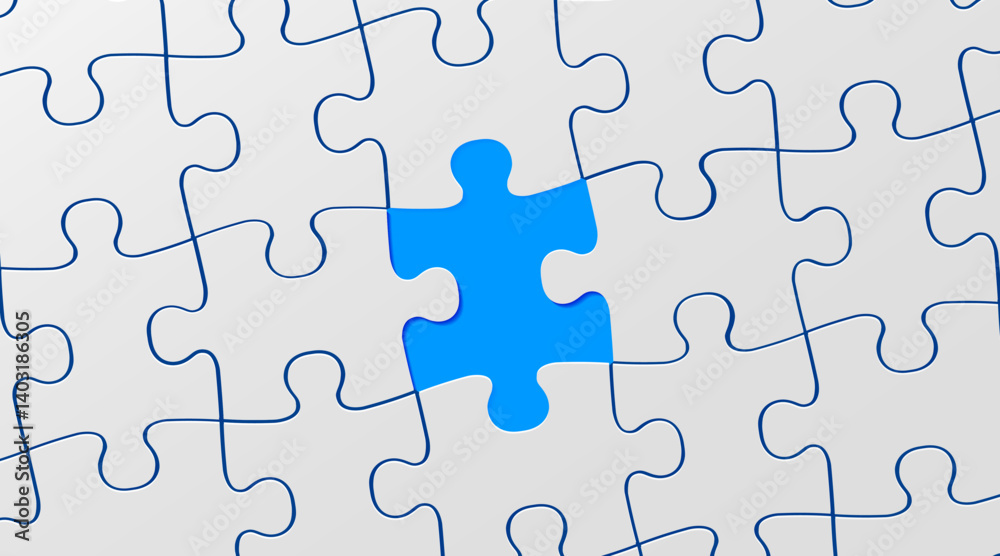 White jigsaw puzzle game texture incomplete or missing piece. Top view. White jigsaw puzzle game texture incomplete or missing piece. Top view.