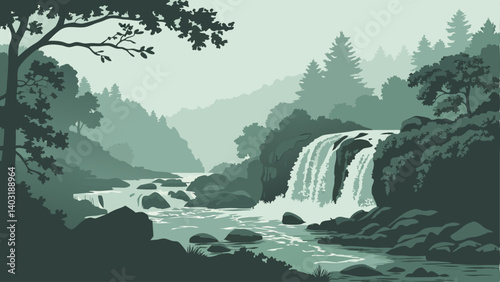 waterfall in the mountains