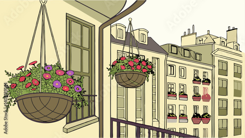 balcony with flowers
