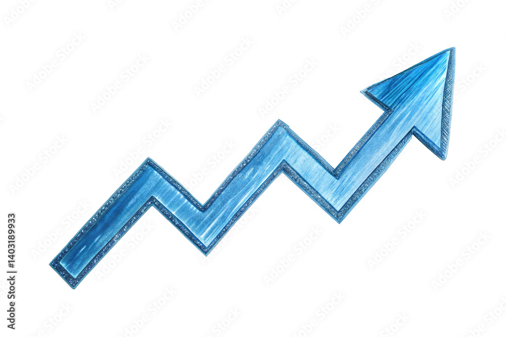 Hand drawn blue upward arrow graph isolated on transparent background. Png Hand drawn blue upward arrow graph isolated on transparent background. Png