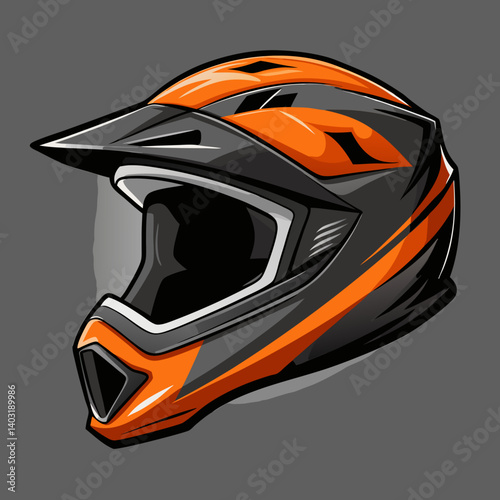 Orange and Black Motocross Helmet Graphic