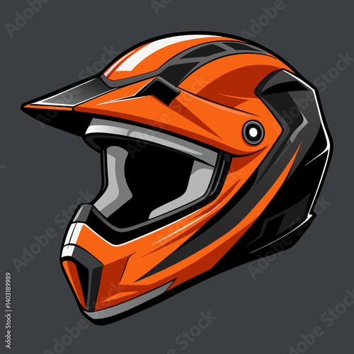 Orange Motocross Helmet Illustration