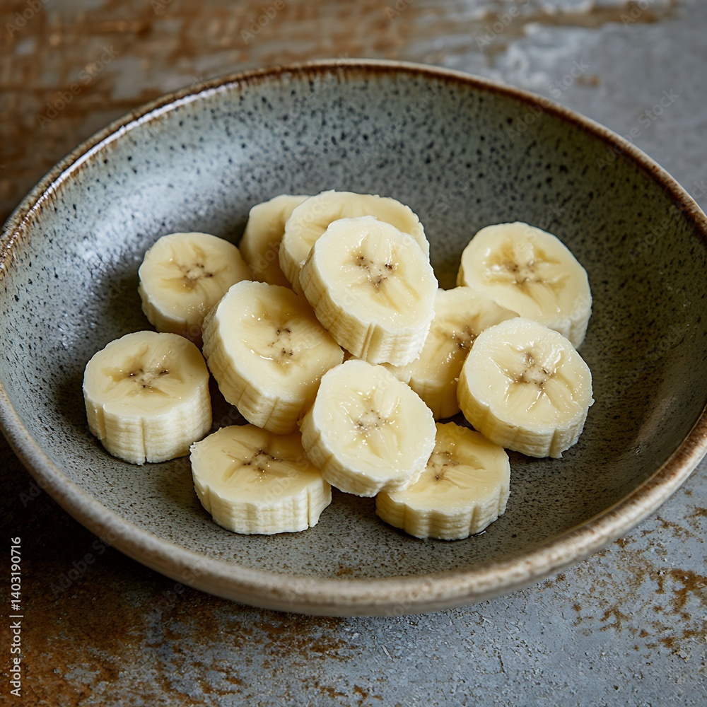 Sliced Bananas in Bowl Sliced Bananas in Bowl