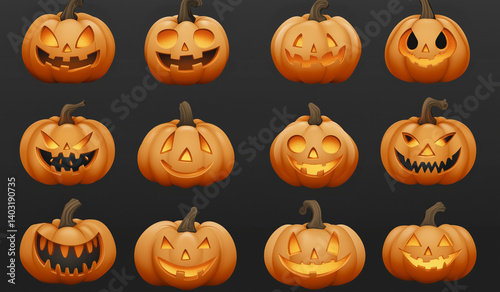 Halloween pumpkins clipart on transparent background