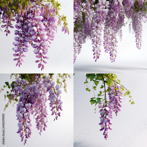 A wisteria display of delicate purple blossoms.
