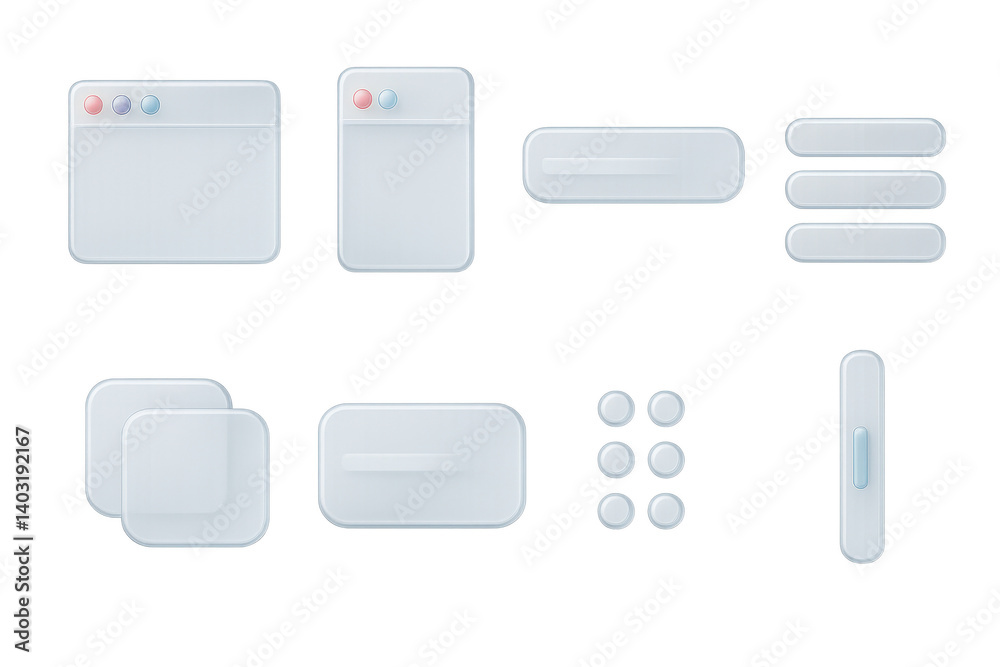 Sleek 3d ui icon set: minimalist glass-inspired interface elements for modern apps Sleek 3d ui icon set: minimalist glass-inspired interface elements for modern apps