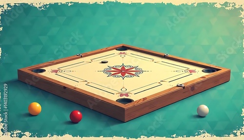 Wooden Carrom Board Game Vector Illustration Carrom game icon Indian carrom board game with pawn, created with generative ai